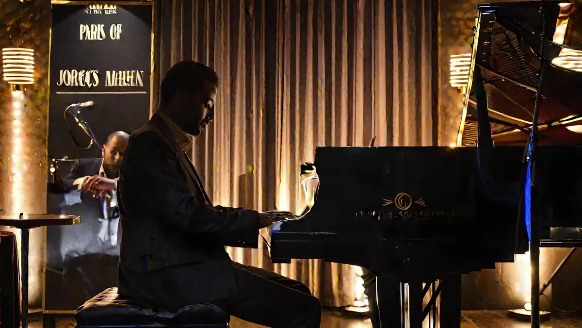 Μπλε νότες σε κόκκινο φόντο